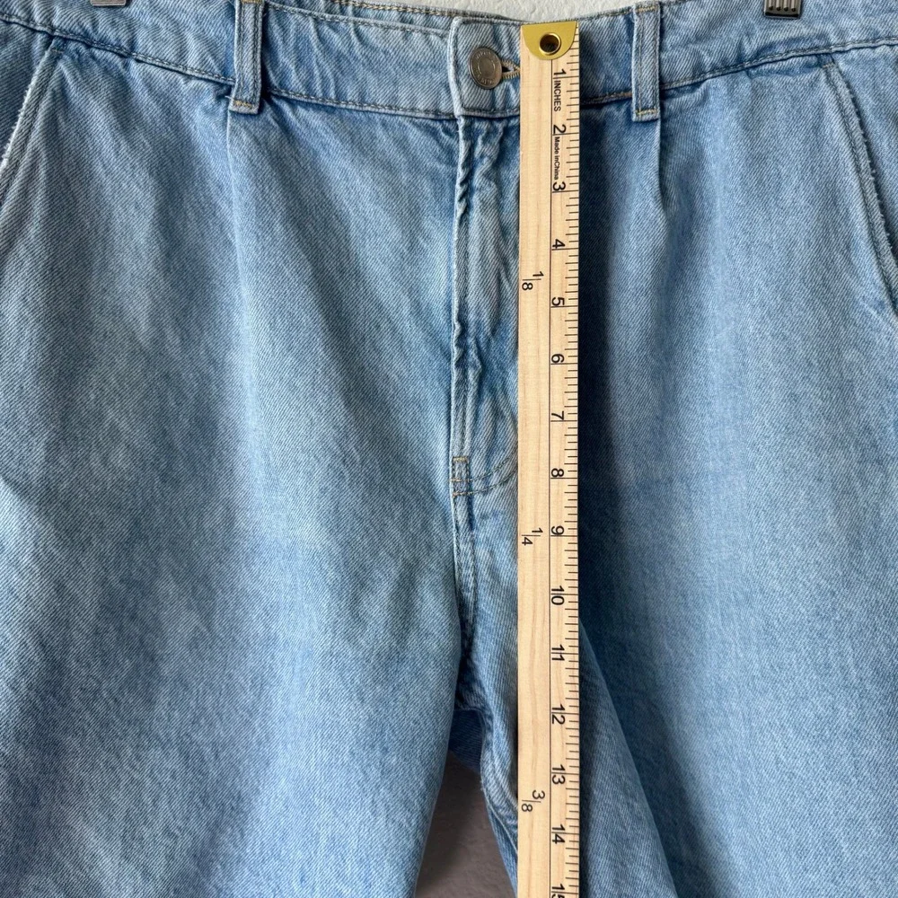 Mango MNG Denim Mens Size 34‎ Light Wash Blue  Pleated Relaxed Fit Cotton Shorts